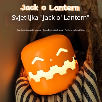 Noćna lampica u obliku tikve, USB punjiva, nježna svjetlost za Halloween