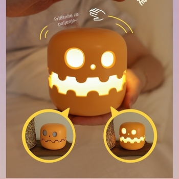 Noćna lampica u obliku tikve, USB punjiva, nježna svjetlost za Halloween