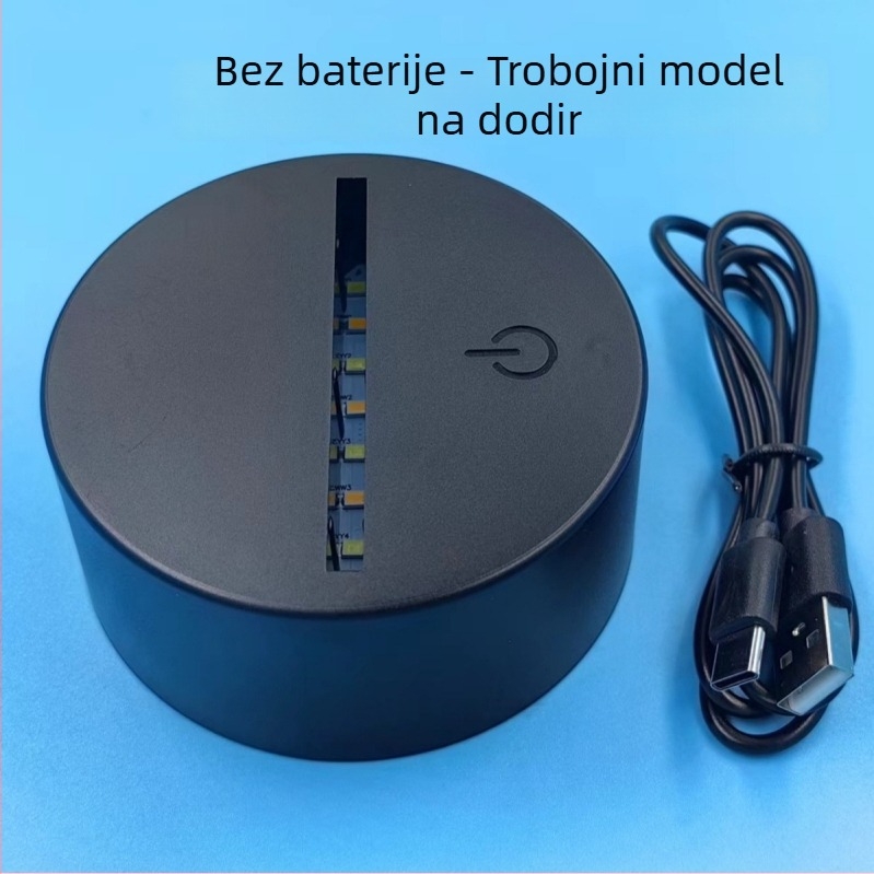 3D pijesak umjetnička noćna svjetiljka – baza, RGB LED, USB napajanje, dodirni i daljinsko upravljanje, akrilna lampica