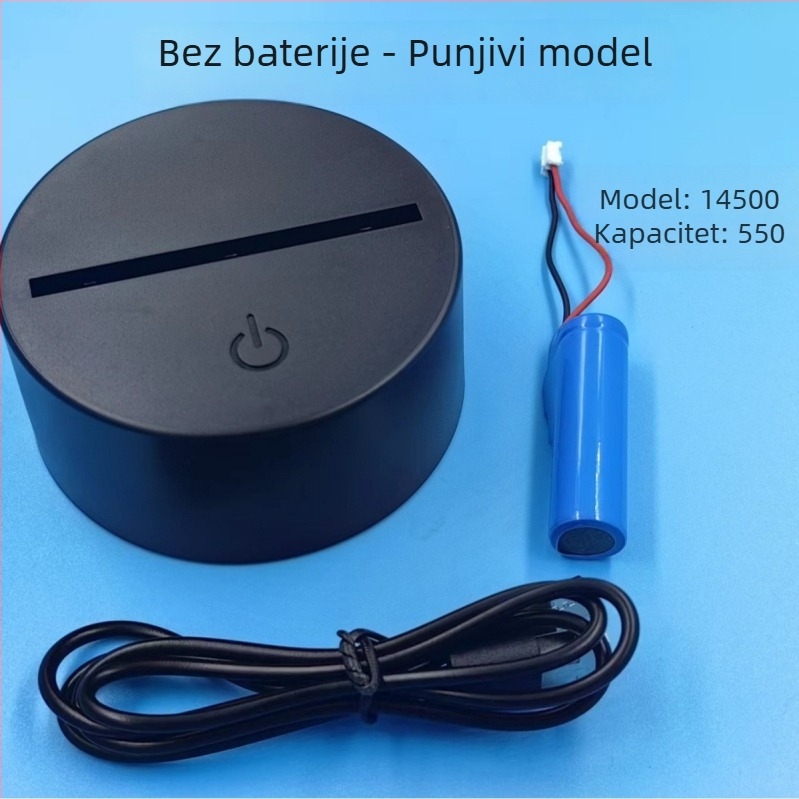 3D pijesak umjetnička noćna svjetiljka – baza, RGB LED, USB napajanje, dodirni i daljinsko upravljanje, akrilna lampica