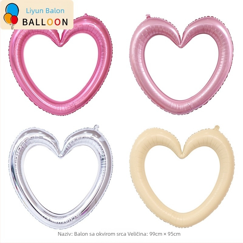 40-inčni srcoliki balon od aluminijske folije, Valentinovo, romantična rekvizita za fotografije i dekor sobe za prosidbu