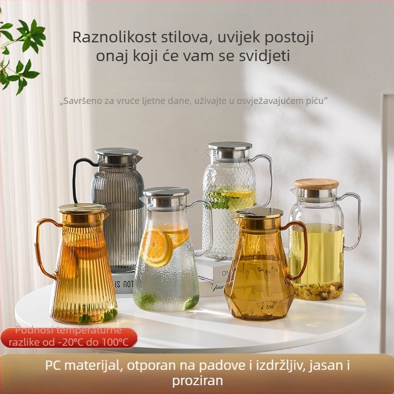 Otporno otporna na pad boca za hladnu vodu od PC-a i akrila, velika kapaciteta, za kućnu i restoran upotrebu; sokovi, napici i čaj od cvjetova.