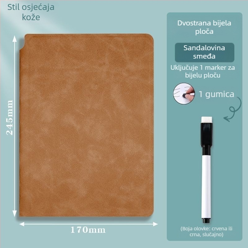 Prijenosni bilježnica s bijelom pločom, izbrisivom površinom, za sastanke i crtanje, formati A5/A4