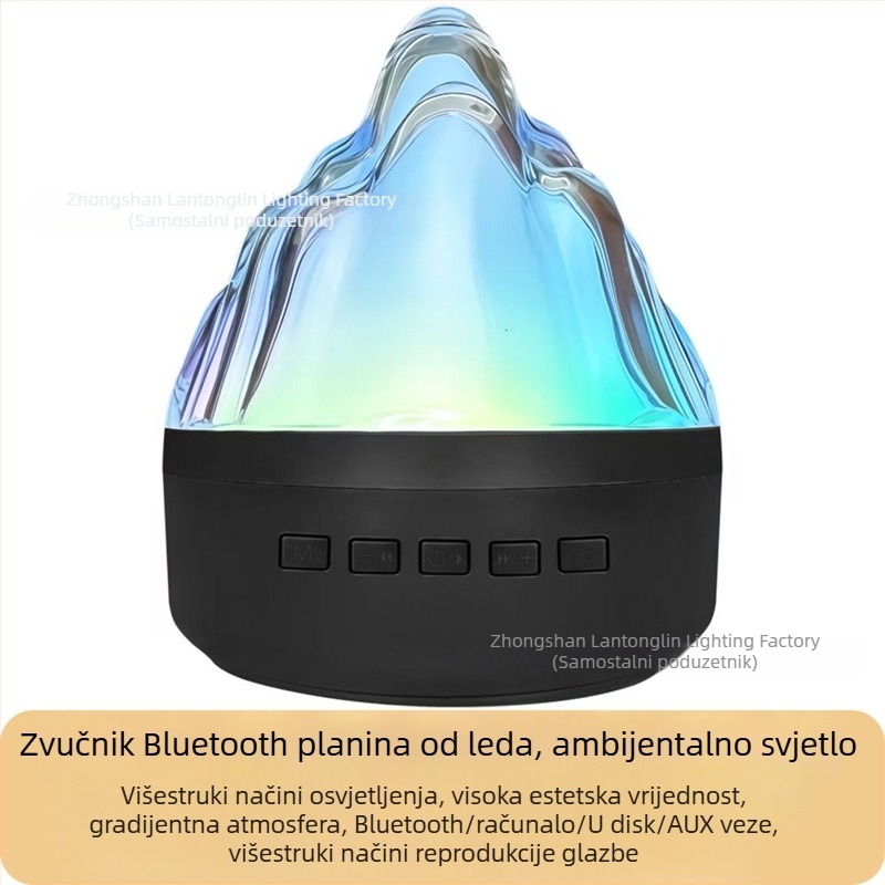 Šarena LED ambijentalna lampica s Bluetooth zvučnikom – noćno svjetlo u obliku ledenog brijega