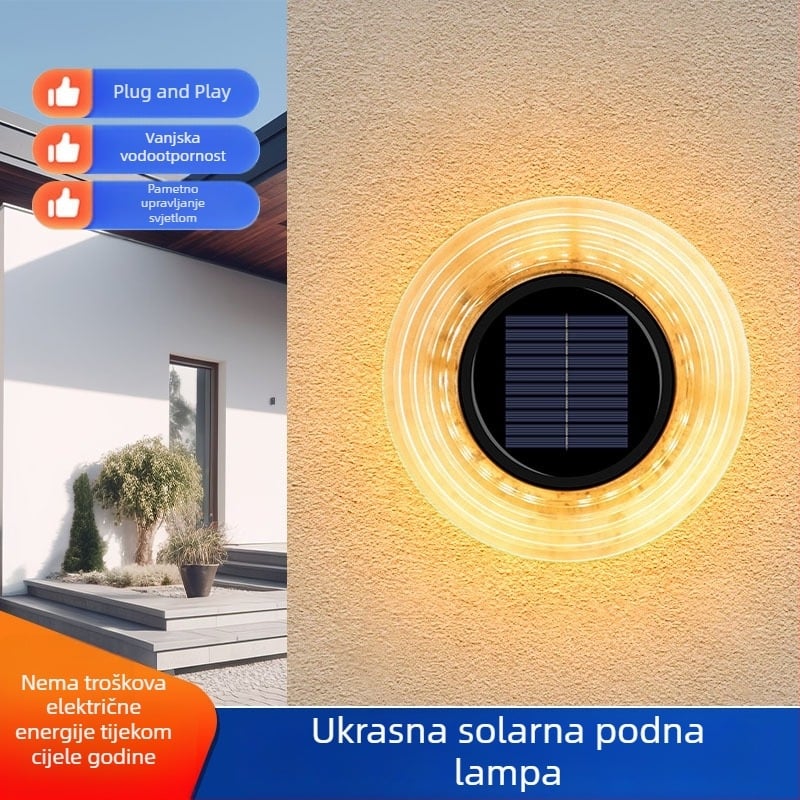 Solarna podzemna lampa za dvorište — kružna dekorativna rasvjeta za travnjak.