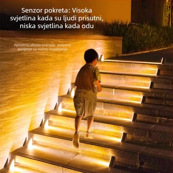 Vanjska vodootporna solarna LED svjetiljka za stepenice, bočno osvjetljenje dvorišta, automatsko uključivanje noću, IP65, 10W