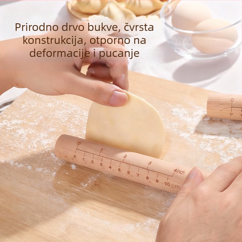 Drveni valjak za tijesto s mjernom skalom