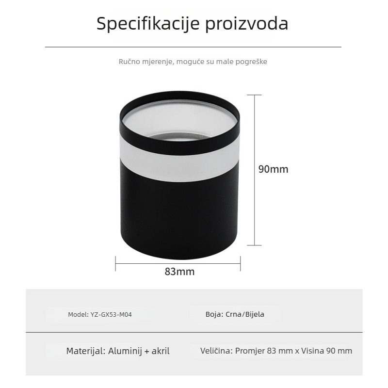 LED površinsko montirano kućište downlight za strop – dnevni boravak, hodnik, prolaz i spavaću sobu – bez bušenja