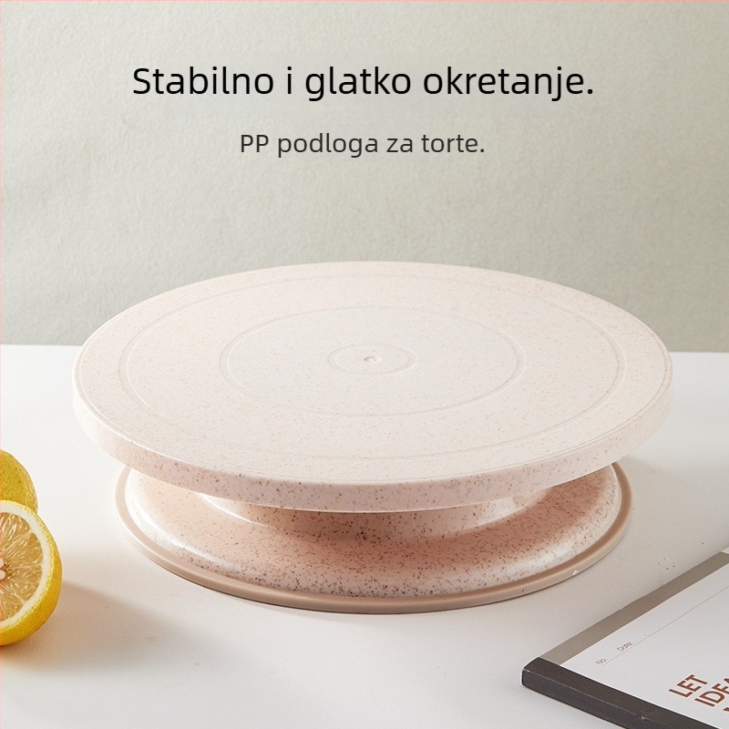 Plastična okretna ploča za tortu s protukliznim rubom za ukrašavanje i pečenje
