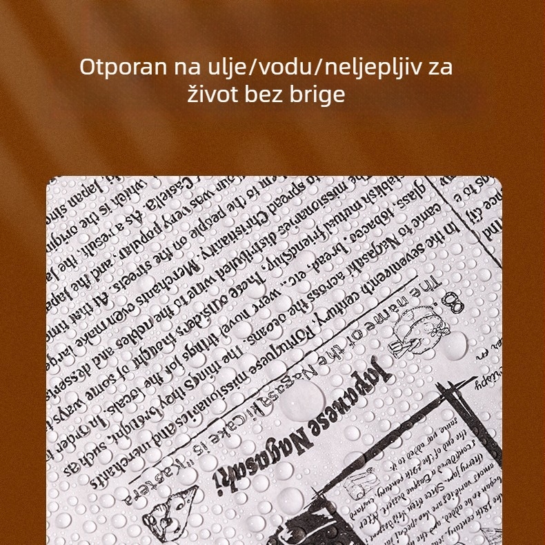 4349. Mimu papir za pečenje u roli sa silikonskim premazom, 8 m, moderni minimalistički stil, engleski print dizajn