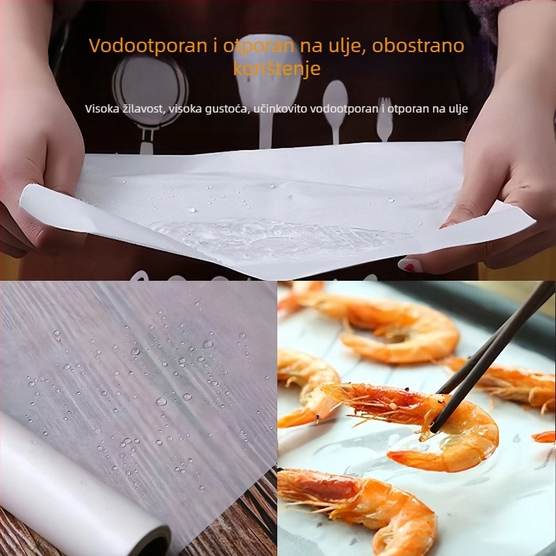 Silikonski papir za pečenje, otporan na visoke temperature, neljepljiv, upija masnoću