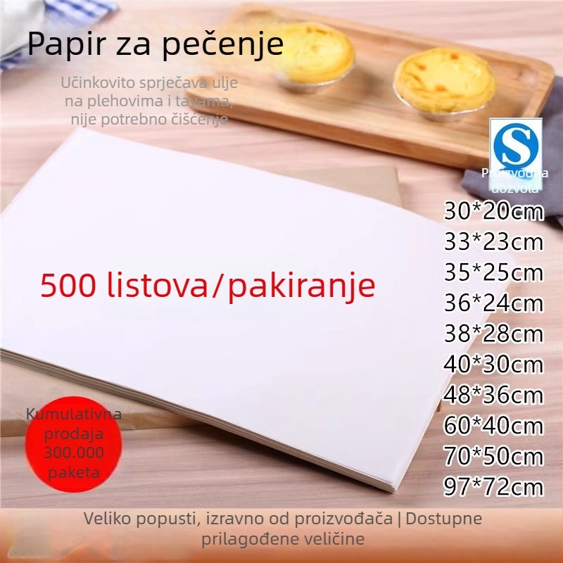 Pekarski papir s apsorpcijom ulja, antiadhesivan za tepsu – za kolače i pizze