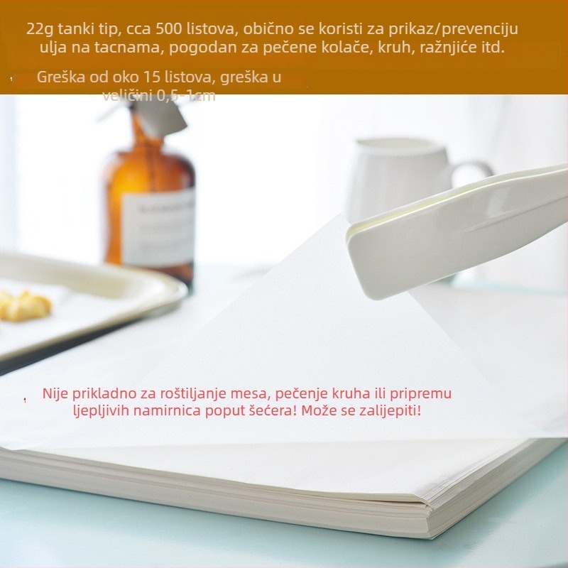 Pekarski papir s apsorpcijom ulja, antiadhesivan za tepsu – za kolače i pizze