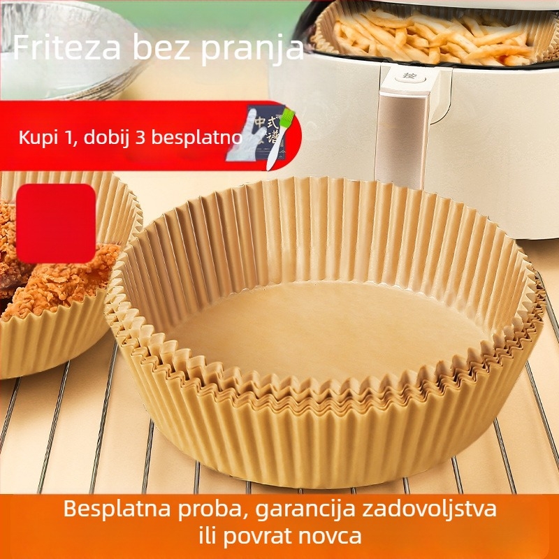 Papir za fritezu na zrak – upija masnoću, ne lijepi se, kružnog oblika, otporan na visoke temperature, podloga za pečenje