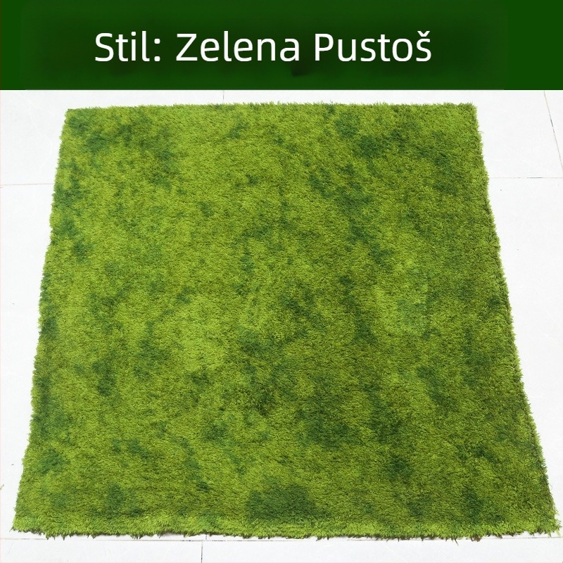 Simulirani mah i umjetna trava s dekorativnim zelenilom za pejzažno uređenje; plišani materijal kao pozadina za fotografiranje