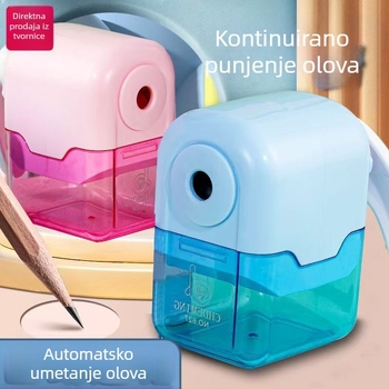 Ručni oštrač olovke s automatskim dovodom grafita, višefunkcionalni dječji oštrač, crtani motiv, jednobojna boja