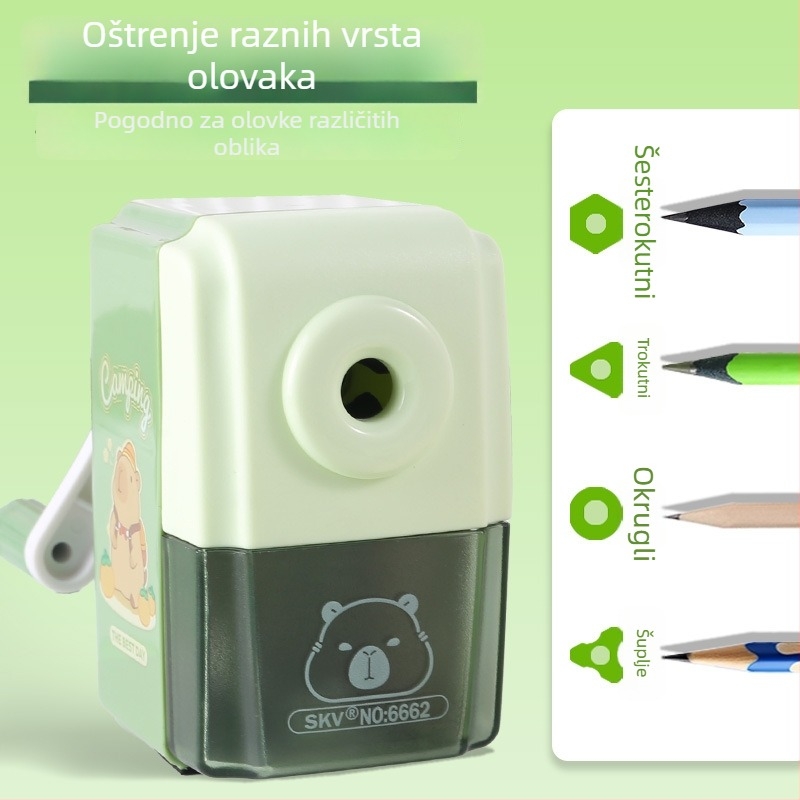 Capybara oštrač olovaka za djecu, ručni okretni mehanizam, crtani dizajn
