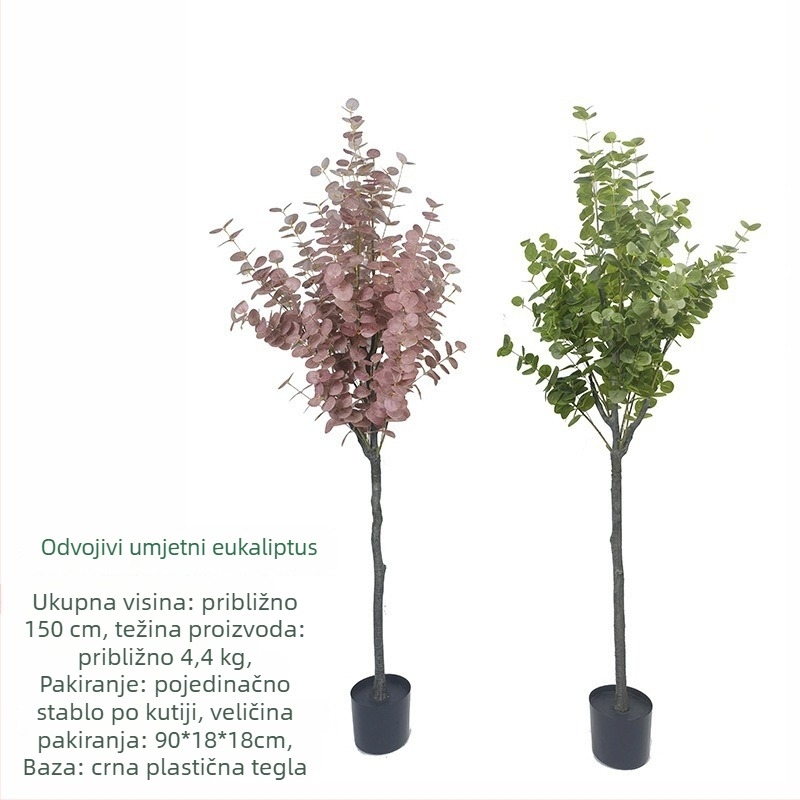 Prilagođeno umjetno eukaliptusovo stablo za interijere hotela, ukrasna biljka na podu