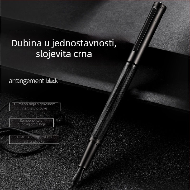 Black Forest fontana olovka – poklon-set, metalno kućište, Black Warrior model, za kaligrafiju, ured i učenike