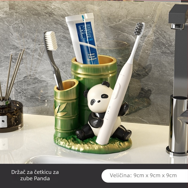 Stalak od živice s Panda motivom za četkice za zube i šminku