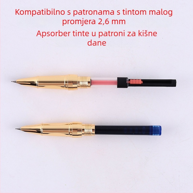 Lanbitou 3075 metalno pero za učenike trećeg razreda, pogodno za vježbanje pisanja i kaligrafije tvrdim perom, zamjenjivi spremnik za mastilo, ekstra tanak vrh 0,38 mm
