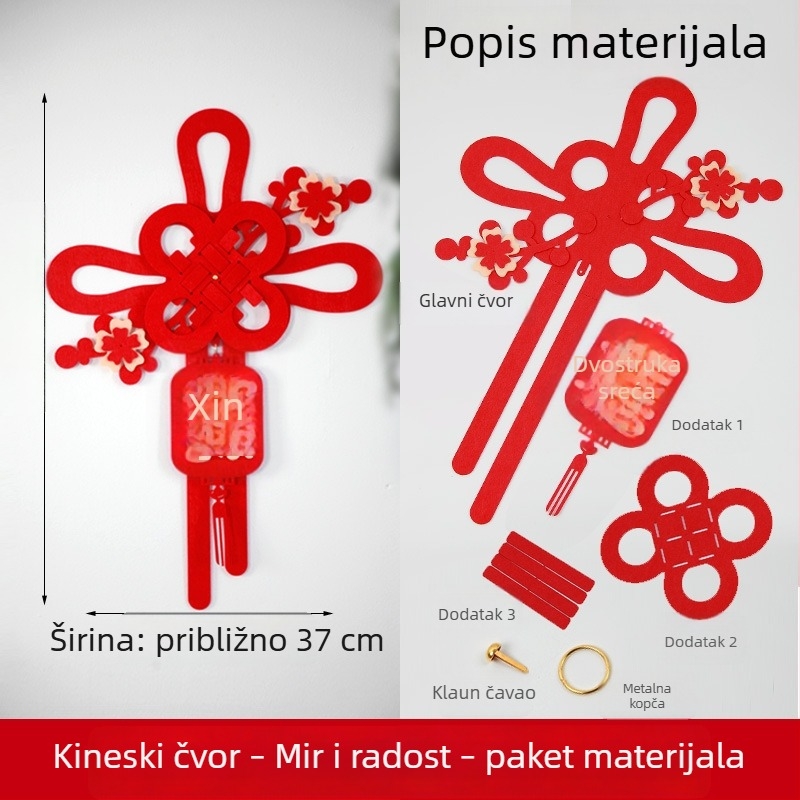 Kineski čvor za vrata sa simbolom sreće, dekor za useljavanje i Proljetni festival 2026