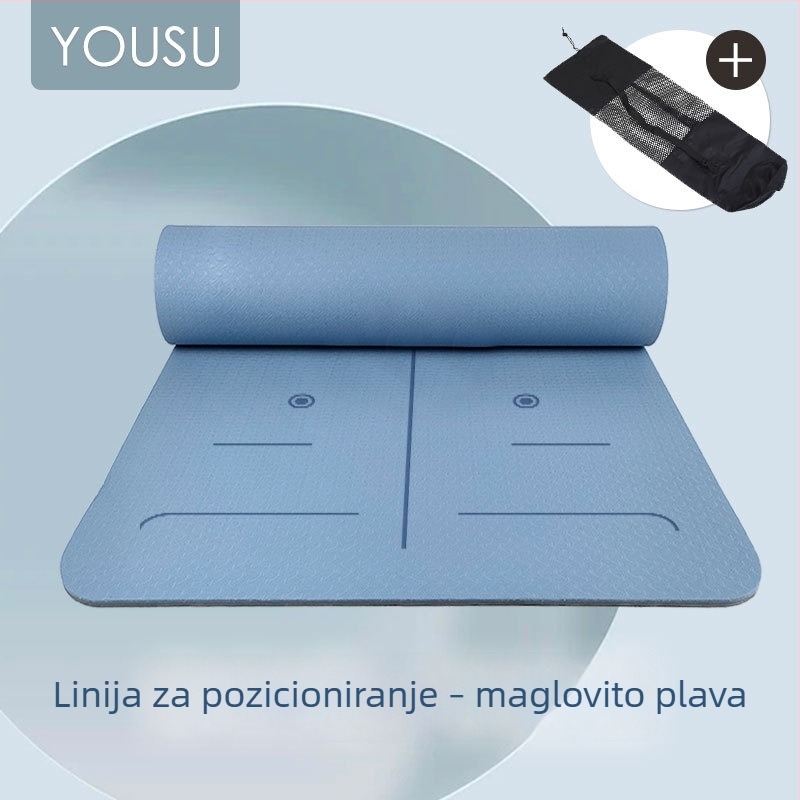 Deblja i šira TPE joga podloga s dvostrano protivkliznom površinom, visoka odzivnost i apsorpcija udara, linije tijela, u mrežastoj torbi