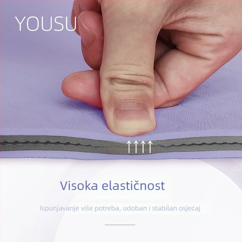 Deblja i šira TPE joga podloga s dvostrano protivkliznom površinom, visoka odzivnost i apsorpcija udara, linije tijela, u mrežastoj torbi