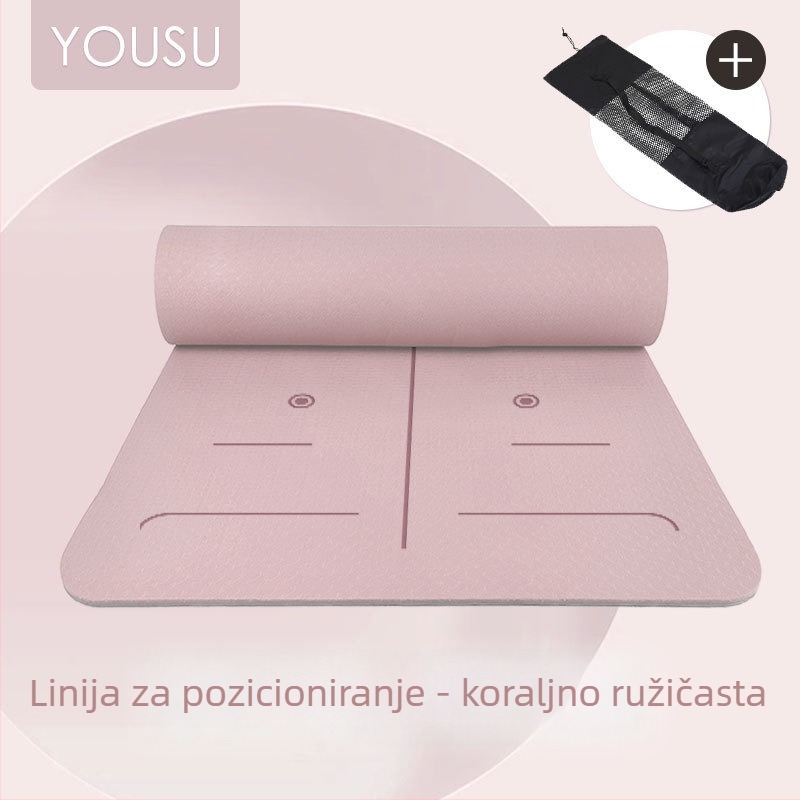Deblja i šira TPE joga podloga s dvostrano protivkliznom površinom, visoka odzivnost i apsorpcija udara, linije tijela, u mrežastoj torbi