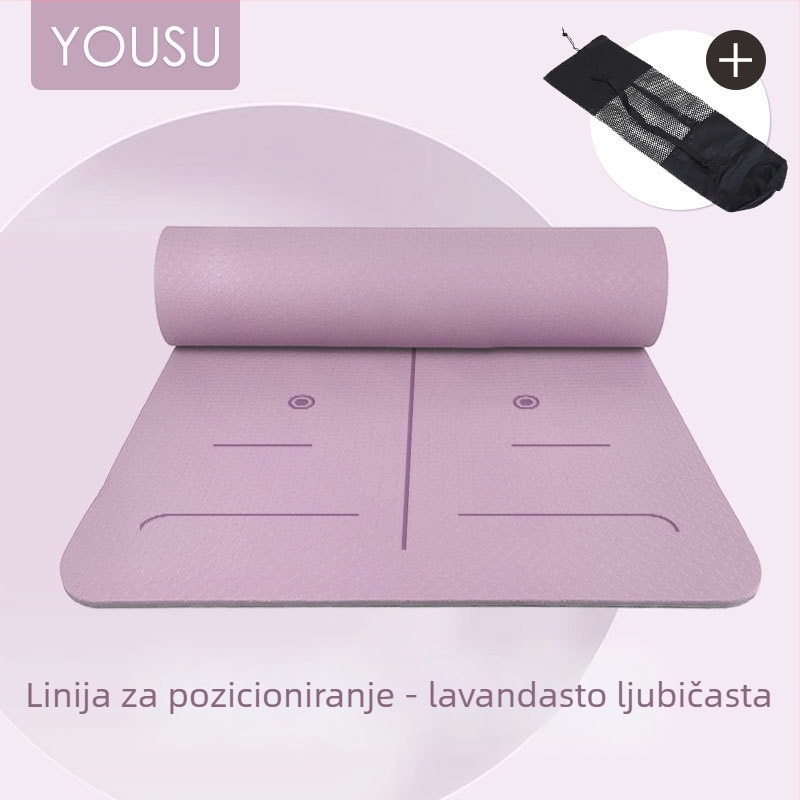 Deblja i šira TPE joga podloga s dvostrano protivkliznom površinom, visoka odzivnost i apsorpcija udara, linije tijela, u mrežastoj torbi