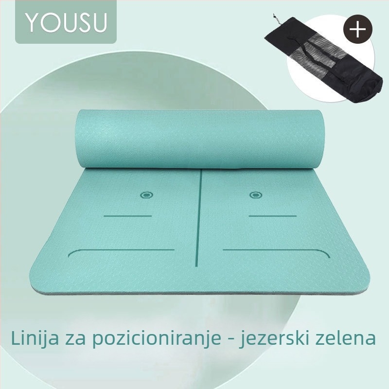 Deblja i šira TPE joga podloga s dvostrano protivkliznom površinom, visoka odzivnost i apsorpcija udara, linije tijela, u mrežastoj torbi