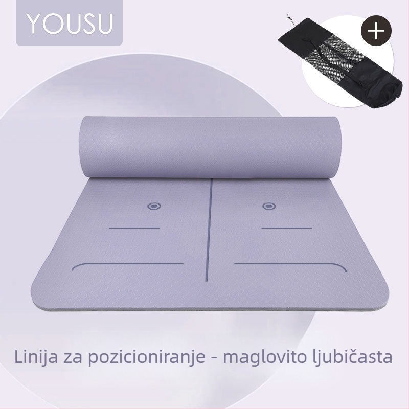 Deblja i šira TPE joga podloga s dvostrano protivkliznom površinom, visoka odzivnost i apsorpcija udara, linije tijela, u mrežastoj torbi