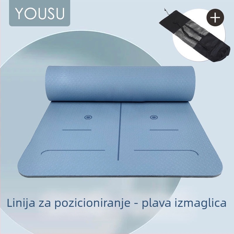 Deblja i šira TPE joga podloga s dvostrano protivkliznom površinom, visoka odzivnost i apsorpcija udara, linije tijela, u mrežastoj torbi