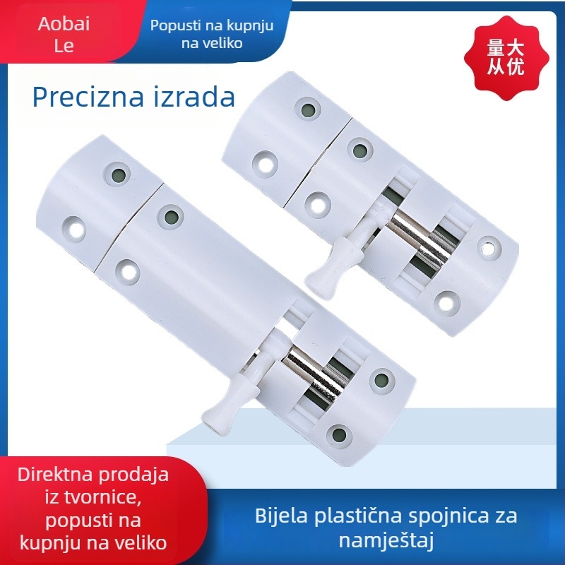 Plastični ručni zasun s gumbom za drvena vrata i ormariće, s opružnim mehanizmom, površinska ugradnja