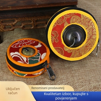 Nepalski ručno izrađeni komplet zvončića od brokata s kutijom za pakiranje za tibetanske budističke rituale