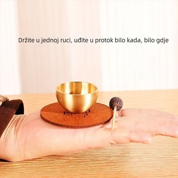 Mjedena pjevačka zdjela mini za meditaciju i opuštanje — ručna izrada, zvučna terapija s eteričnim uljem, poklon