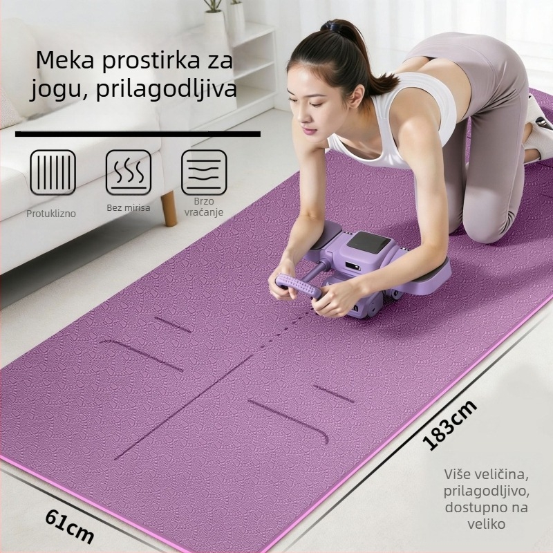 Protuklizna TPE joga podloga, deblja i šira, visoke gustoće, unisex, apsorbira udarce i tiha, prijenosna