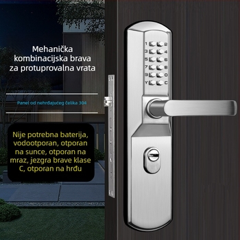 Mehanički zaključavač s kodom za sigurnosna vrata, s ručkom, vodootporan, bez napajanja, za ulazna i vanjska vrata (Model 703)