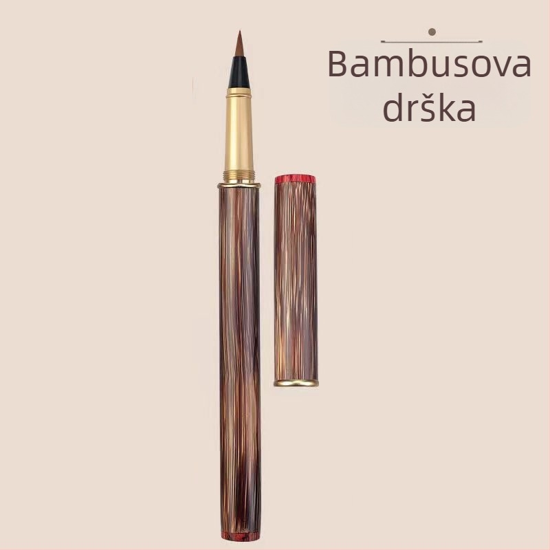 Drveno mekano četkasto pero za kinesku kaligrafiju s čeličnim vrhom, okretni dovod tinte, graviranje
