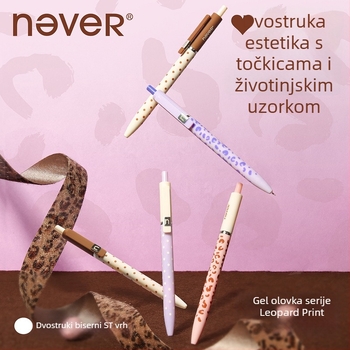 Set gel olovaka iz serije Never Leopard Print – Nebula Bobo / Berry Cocoa, izvlačni mehanizam, dvostruka kuglična vrh, visokokvalitetan dizajn