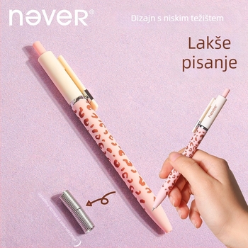 Set gel olovaka iz serije Never Leopard Print – Nebula Bobo / Berry Cocoa, izvlačni mehanizam, dvostruka kuglična vrh, visokokvalitetan dizajn