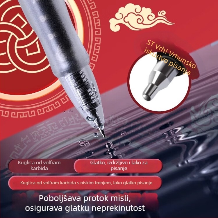 Deli gel pero za ispite, crna, brzo suši, glatko pisanje, ST vrh, za srednjoškolske i prijemne ispite