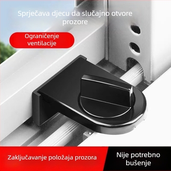 Brava za prozor bez bušenja, za klizne prozore, dječja sigurnost, sigurnosni zasun