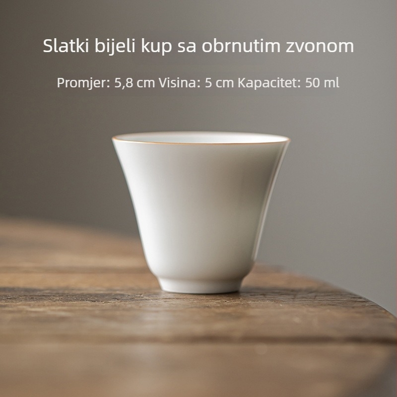 Porcelanska šalica za čaj s celadonskom glazurom i obrubom, Gongfu stil, mala šalica