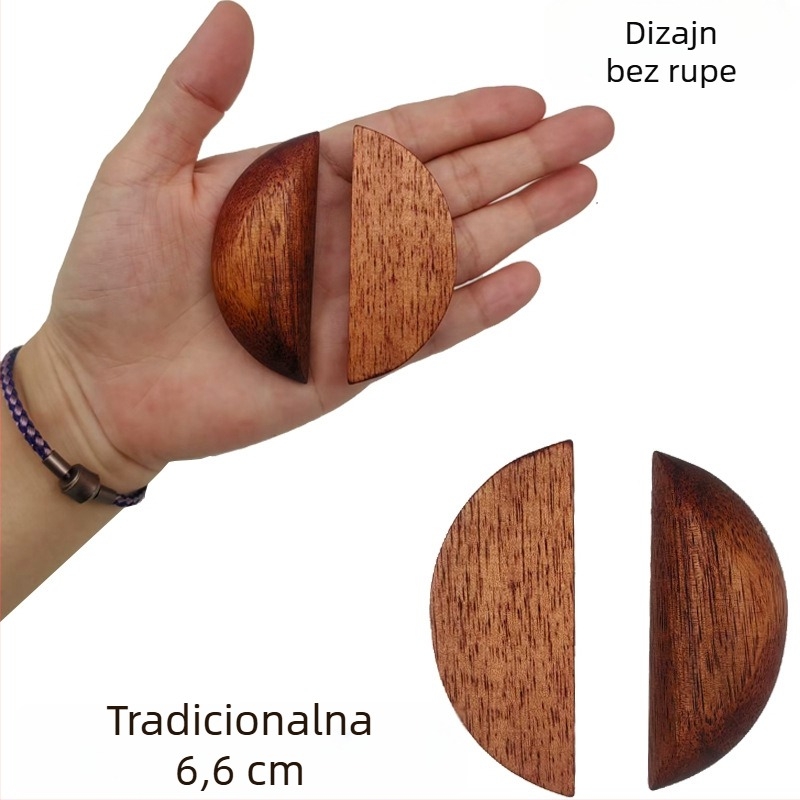Drvena šalica u boji breskve, dvostrano glatka šalica s heksagramom i Yin–Yang, za budistički oltar