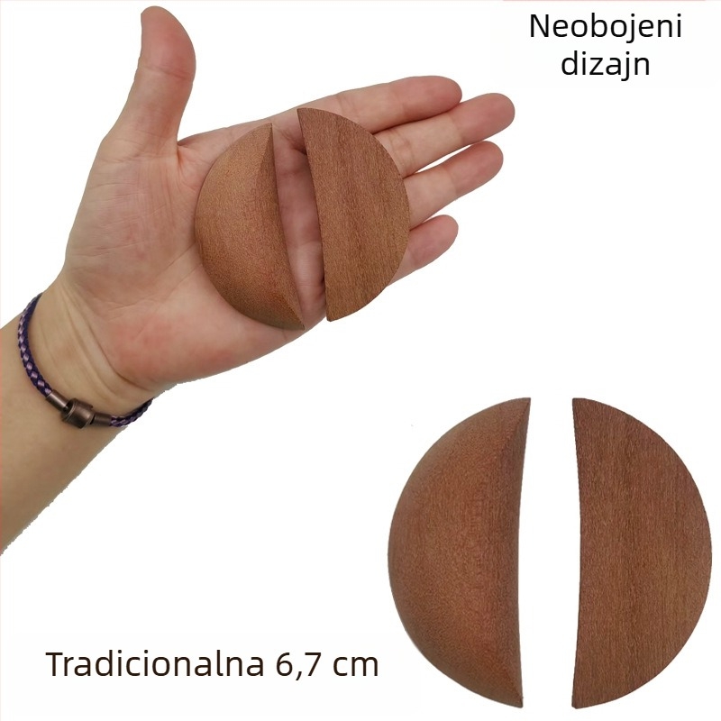 Drvena šalica u boji breskve, dvostrano glatka šalica s heksagramom i Yin–Yang, za budistički oltar