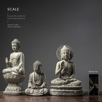 Kineska zen Buddha statua – dekorativna figura od smole za dom, dnevni boravak, hodnik i ured