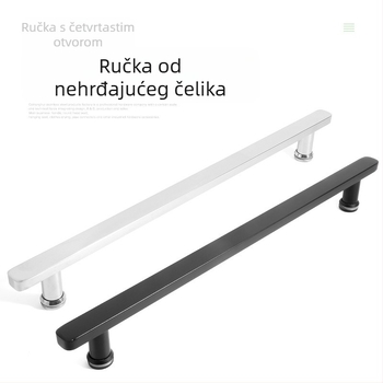 Drška za vrata od 201 nehrđajućeg čelika, kvadratna ručka za staklena vrata, crno lakirana završna obrada, za ured i kupaonu