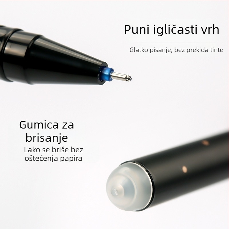 Gel pero crno-plavo, 0,5 mm, metalno tijelo, potpisno pero za učenike osnovne škole