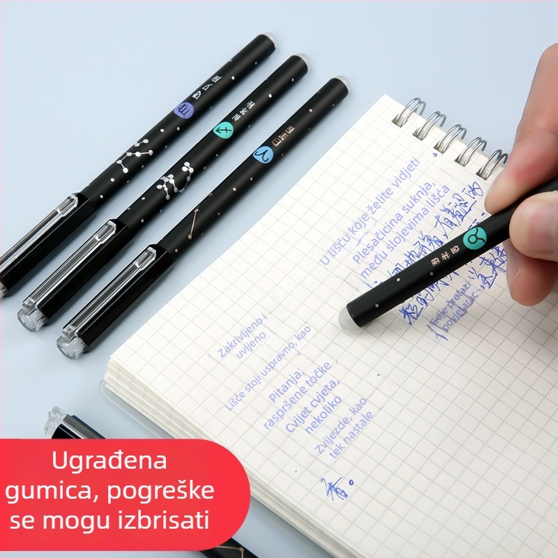 Gel pero crno-plavo, 0,5 mm, metalno tijelo, potpisno pero za učenike osnovne škole